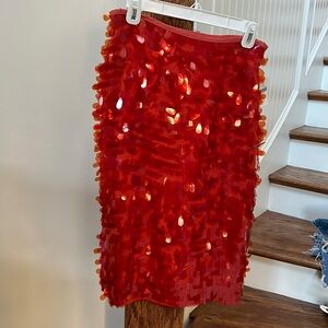 Red shiny skirt